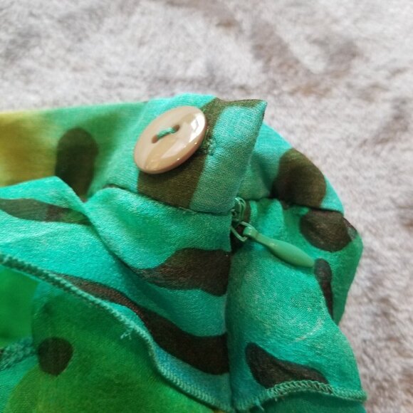 Philosophy Women's Size 2 Green Printed Tiered Ruffle Silk Skirt Side Zip Italy - Picture 6 of 10